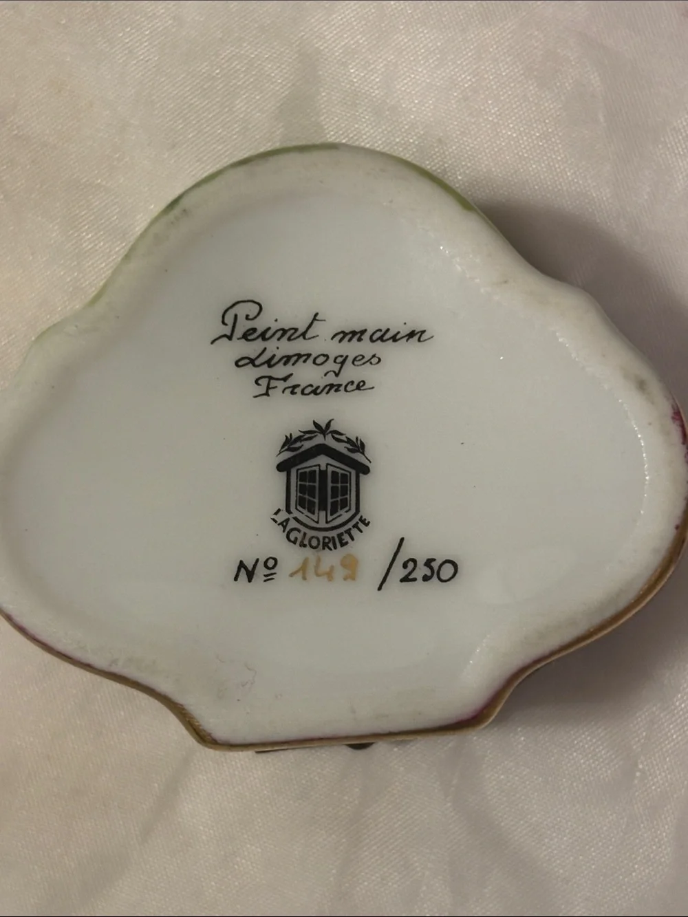 Vintage Limoges France Porcelain Floral Jewelry Trinket Box - Pink and Green